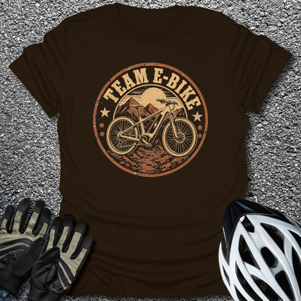 E-Bike Squad T-Shirt in Dark Chocolate / S from CycleTees