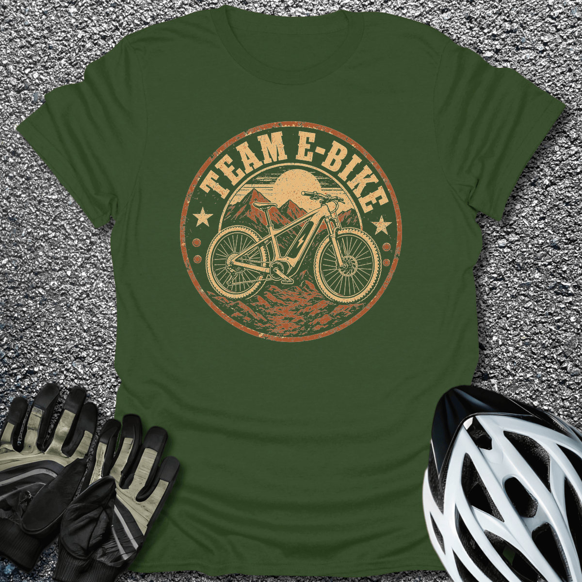 E-Bike Squad T-Shirt in Military Green / S from CycleTees