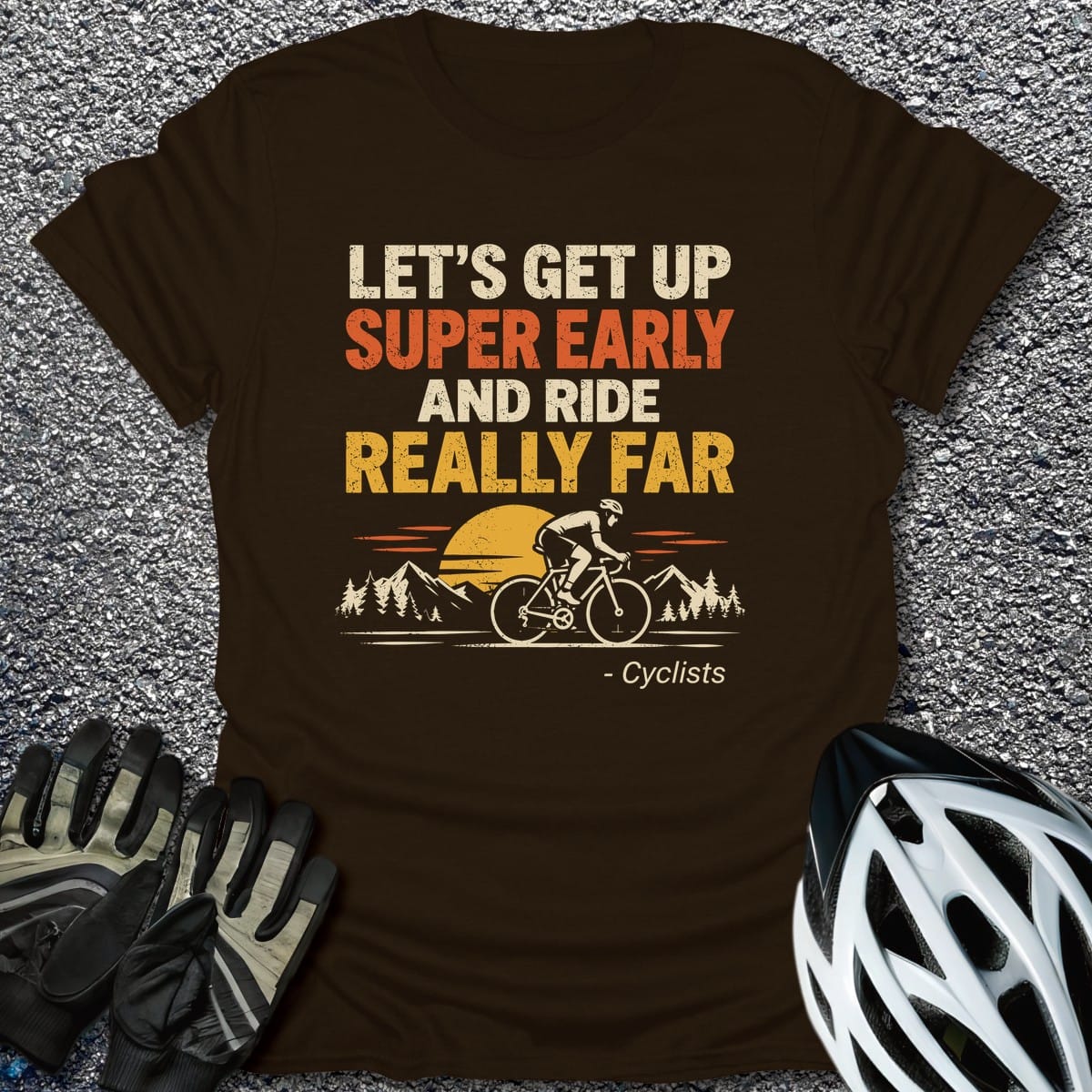 Early Morning Cyclist T-Shirt in Dark Chocolate / S from CycleTees