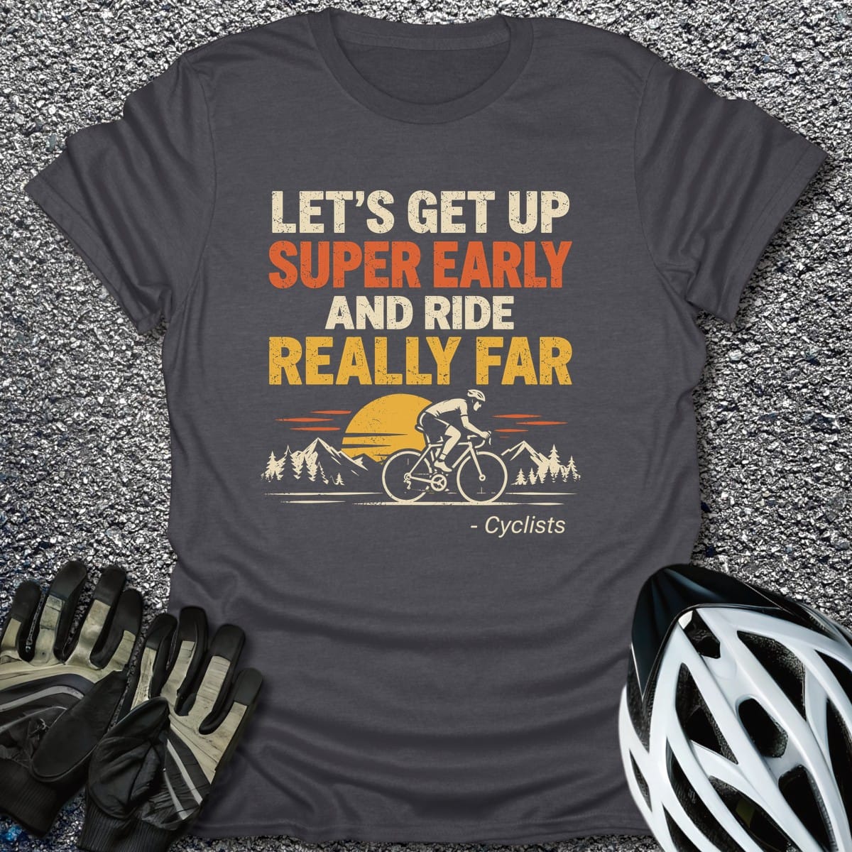 Early Morning Cyclist T-Shirt in Dark Heather / S from CycleTees