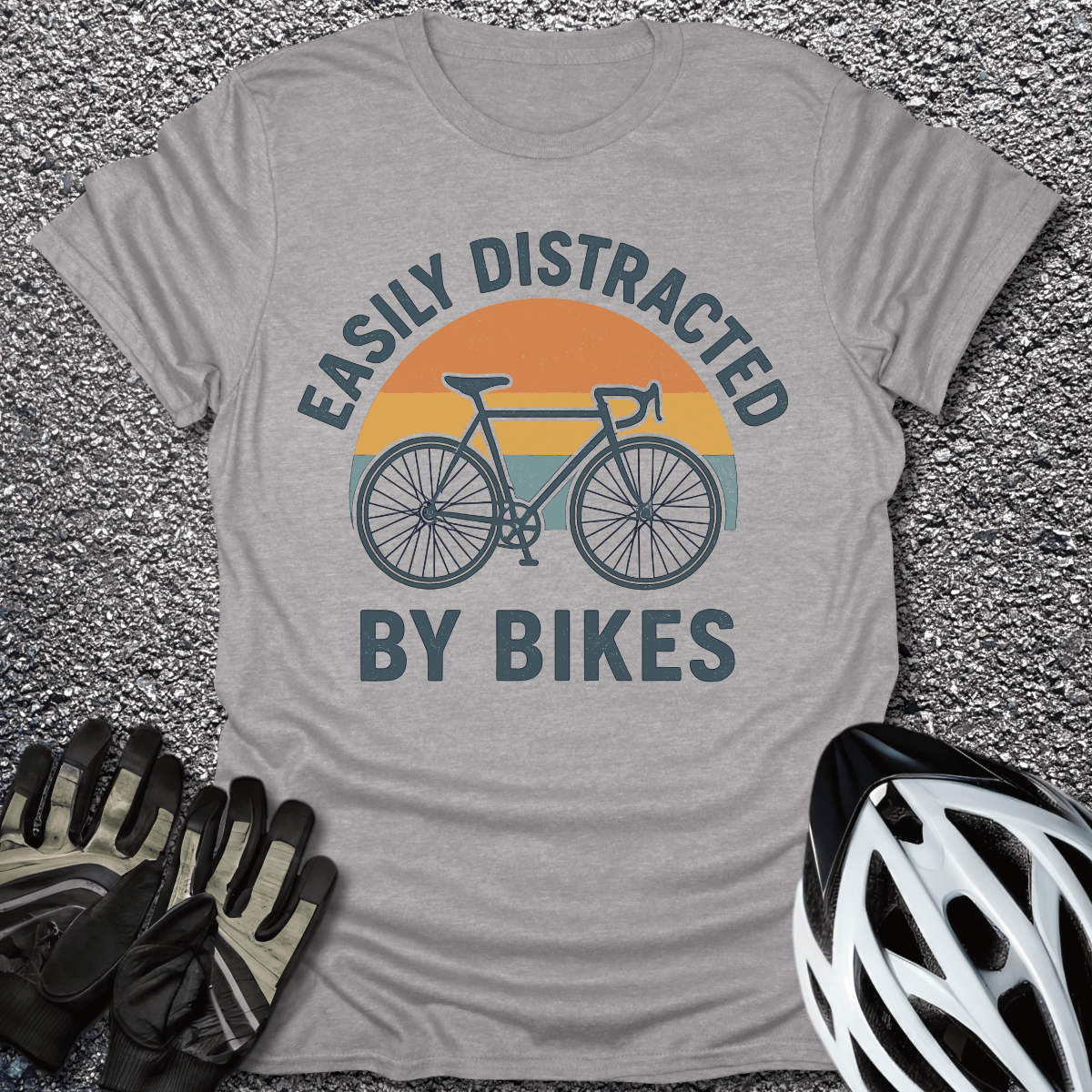 Easily Distracted T-Shirt in Sport Grey / S from CycleTees