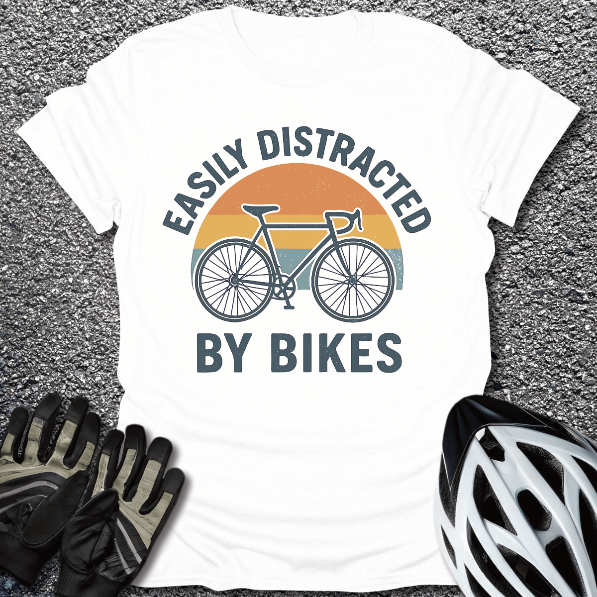 Easily Distracted T-Shirt in White / S from CycleTees