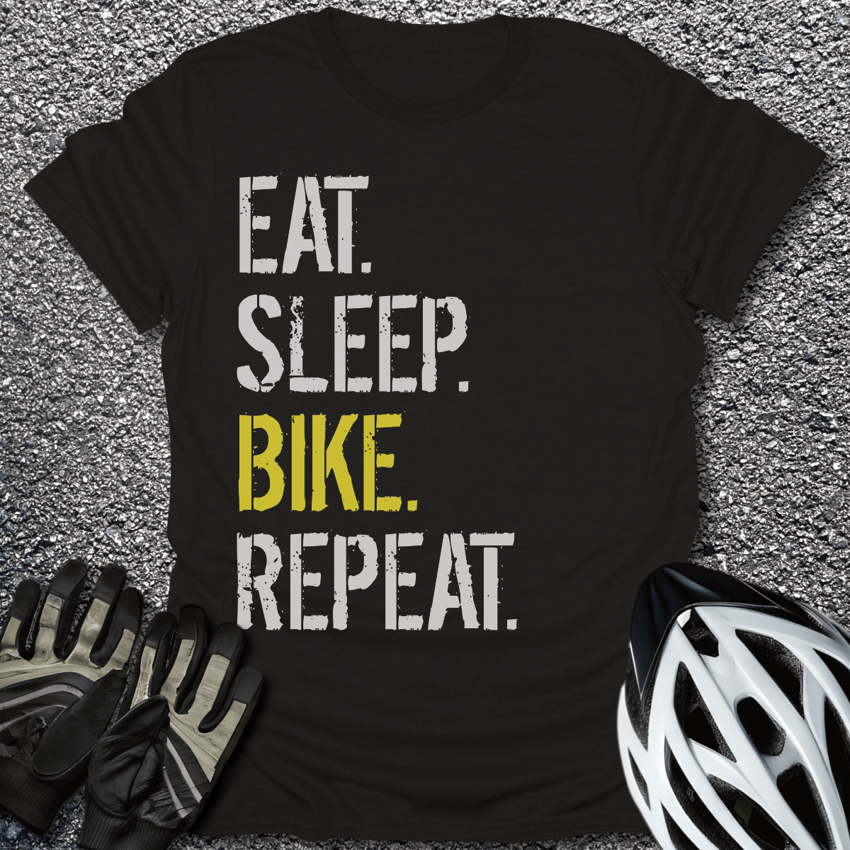 Eat Sleep Bike T-Shirt in Black / S from CycleTees
