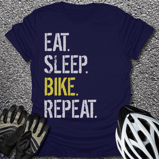Eat Sleep Bike T-Shirt in Navy / S from CycleTees