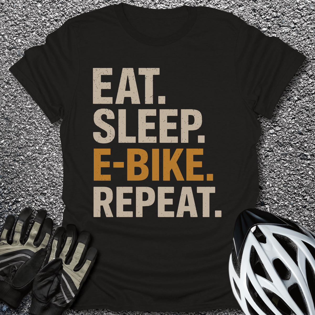 Eat Sleep E-Bike T-Shirt in Black / S from CycleTees