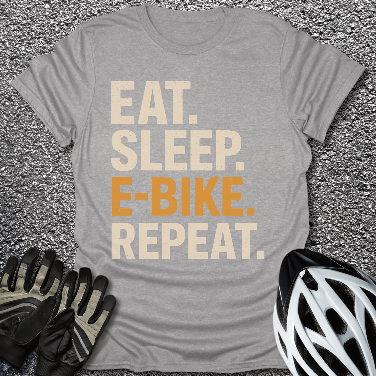Eat Sleep E-Bike T-Shirt in Sport Grey / S from CycleTees
