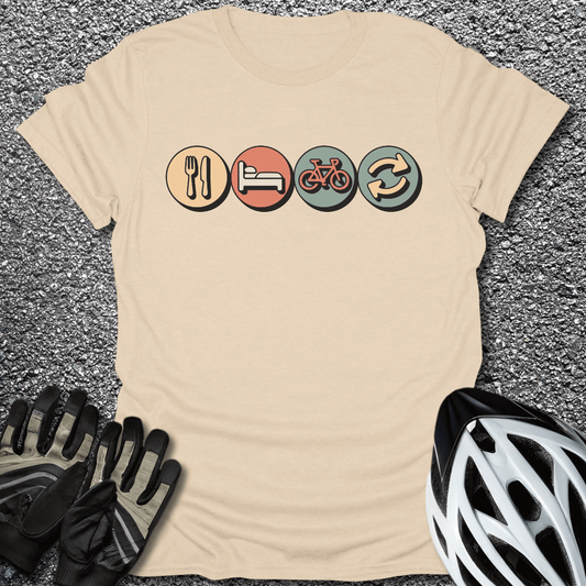 Eat Sleep Ride T-Shirt in Sand / S from CycleTees