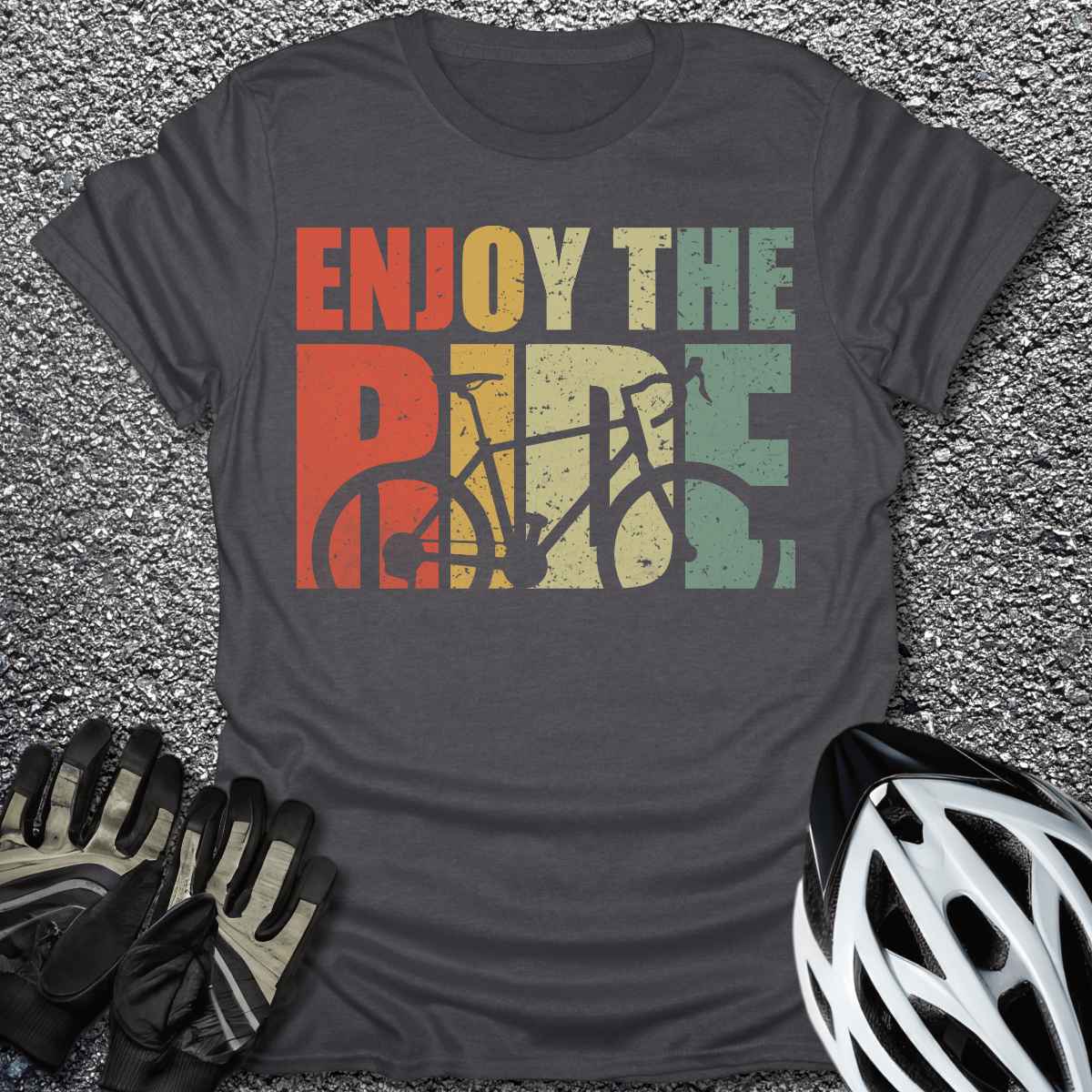Enjoy The Ride T-Shirt in Dark Heather / S from CycleTees