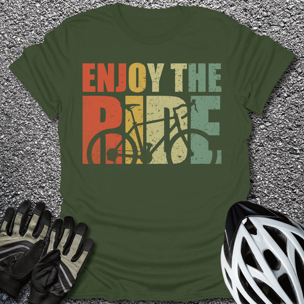 Enjoy The Ride T-Shirt in Military Green / S from CycleTees