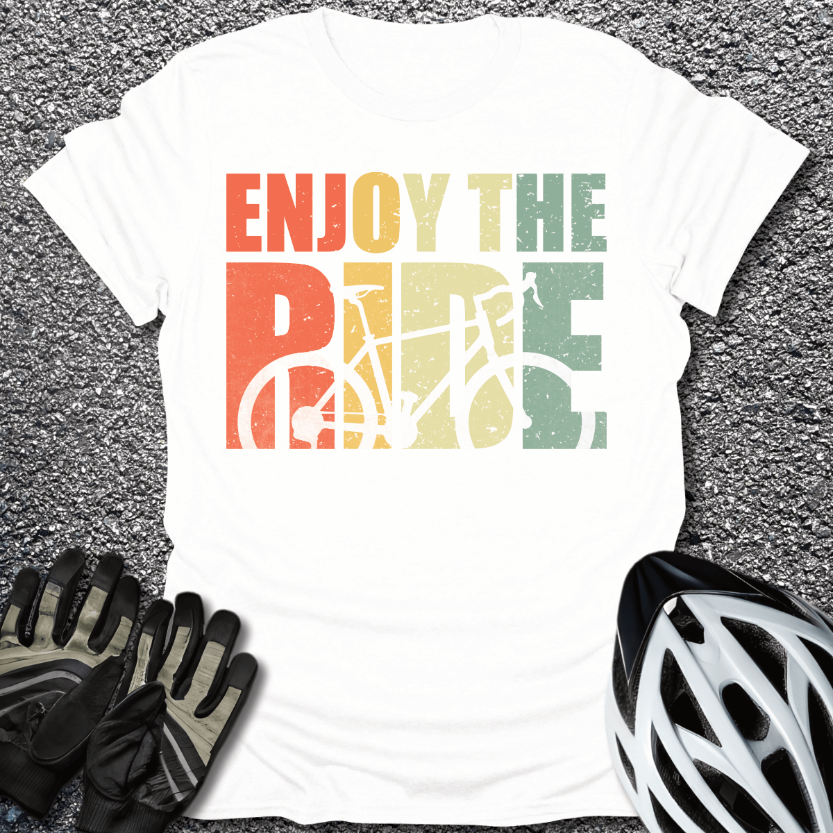 Enjoy The Ride T-Shirt in White / S from CycleTees