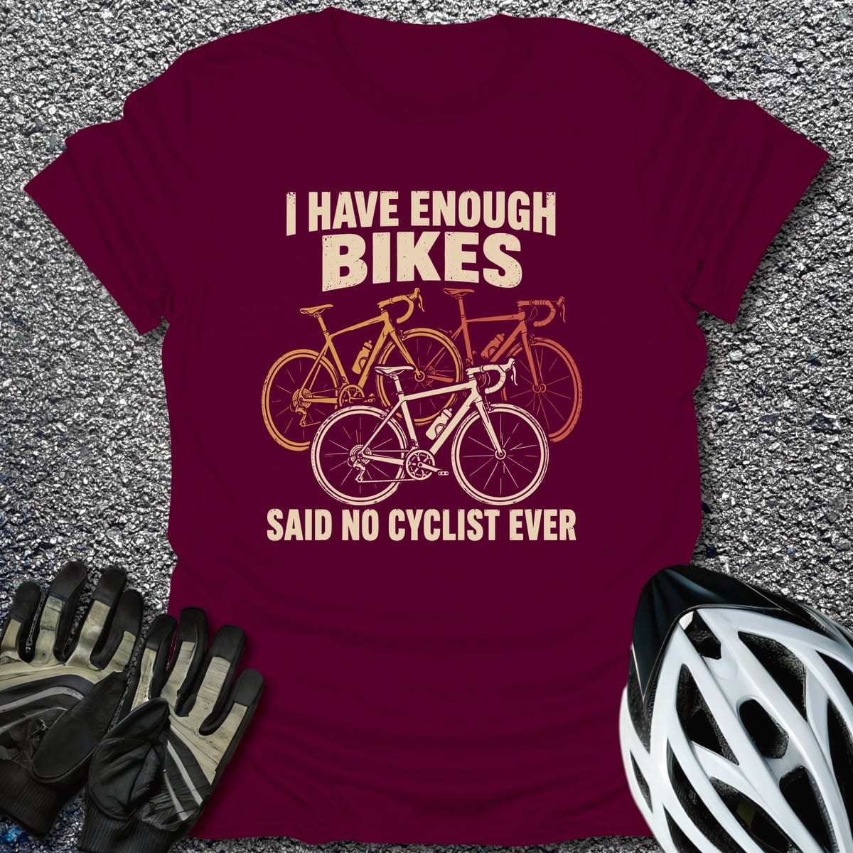 Enough Bikes T-Shirt in Maroon / S from CycleTees