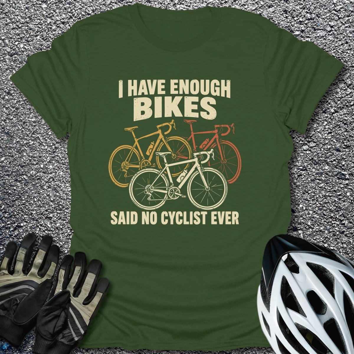 Enough Bikes T-Shirt in Military Green / S from CycleTees