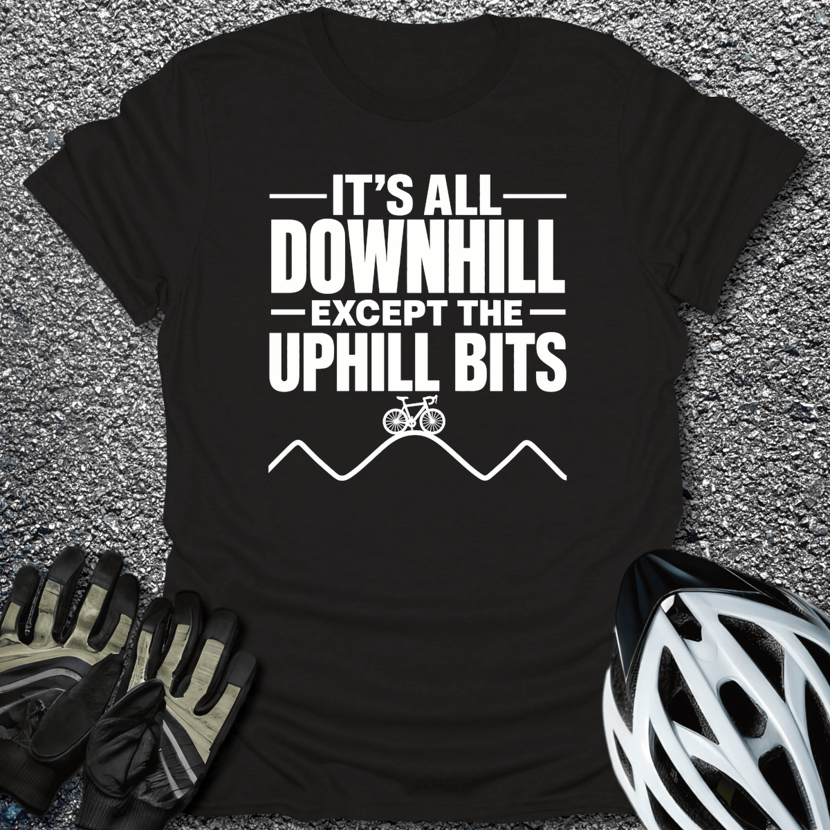 Except The Uphill T-Shirt in Black / S from CycleTees