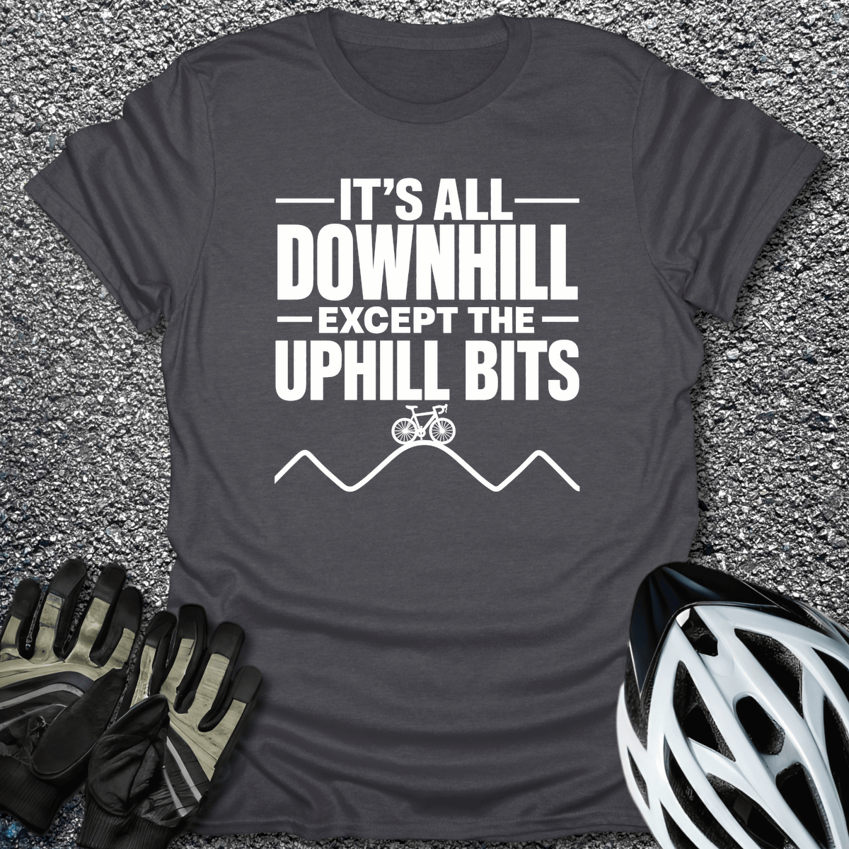 Except The Uphill T-Shirt in Dark Heather / S from CycleTees