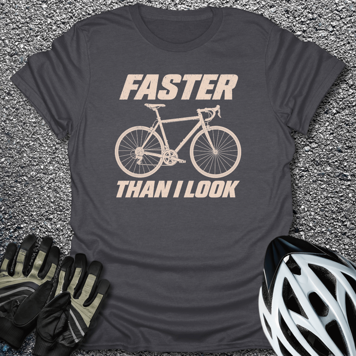 Faster Than I Look T-Shirt in Dark Heather / S from CycleTees