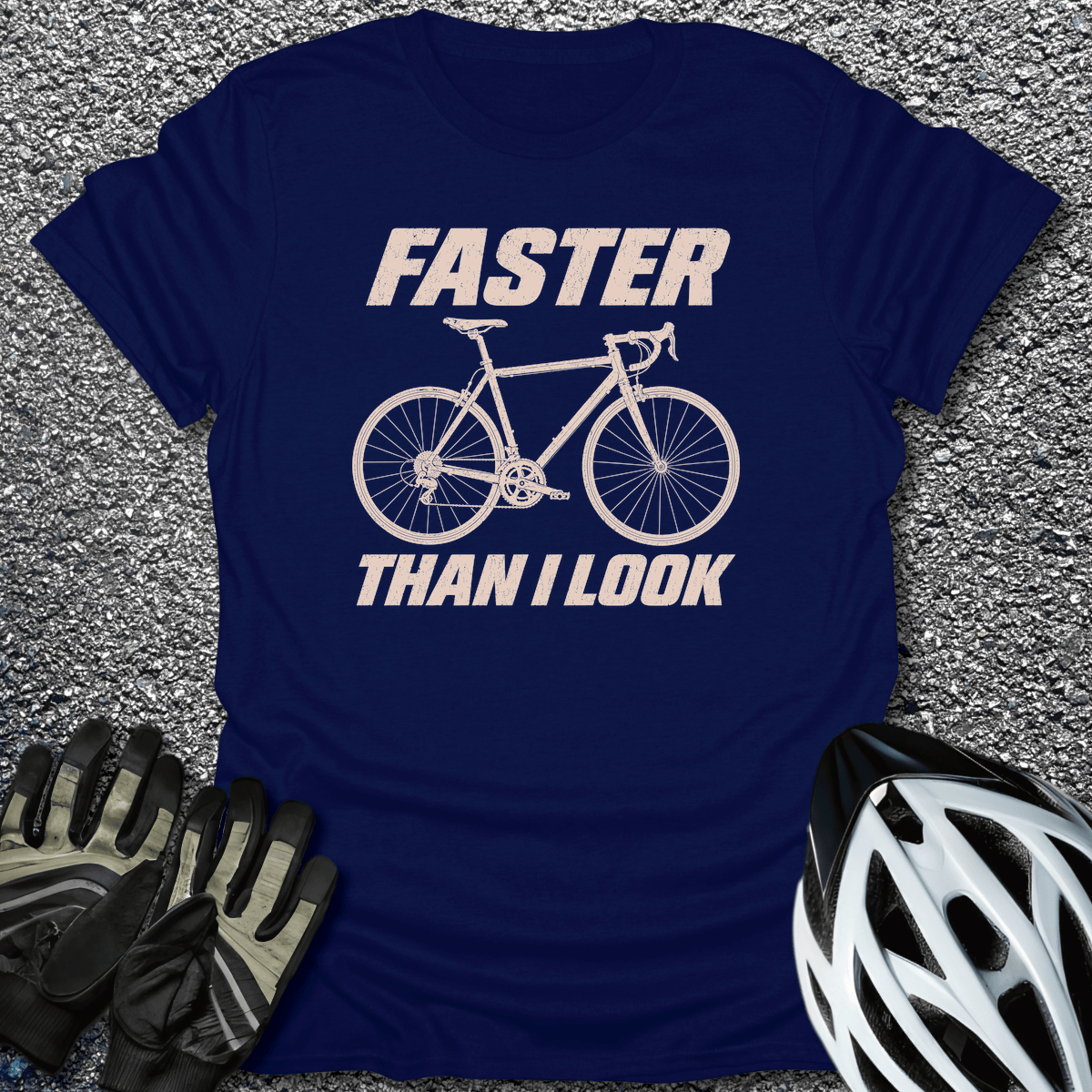 Faster Than I Look T-Shirt in Navy / S from CycleTees