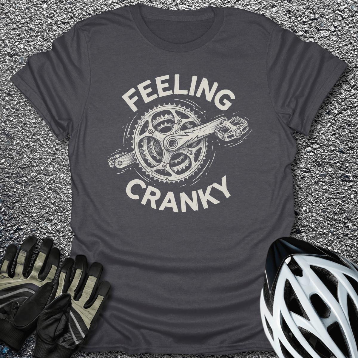 Feeling Cranky T-Shirt in Dark Heather / S from CycleTees