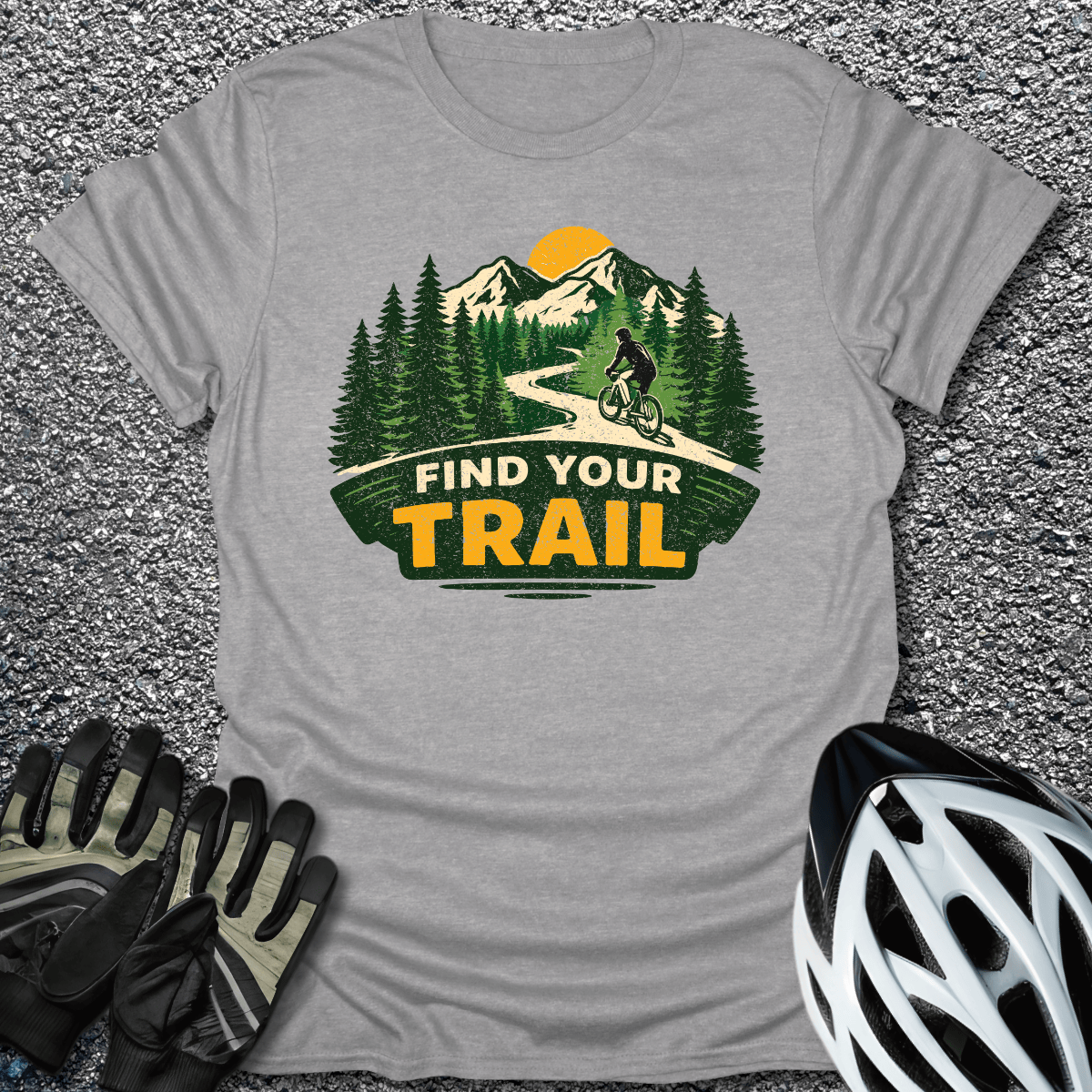 Find Your Trail T-Shirt in Sport Grey / S from CycleTees