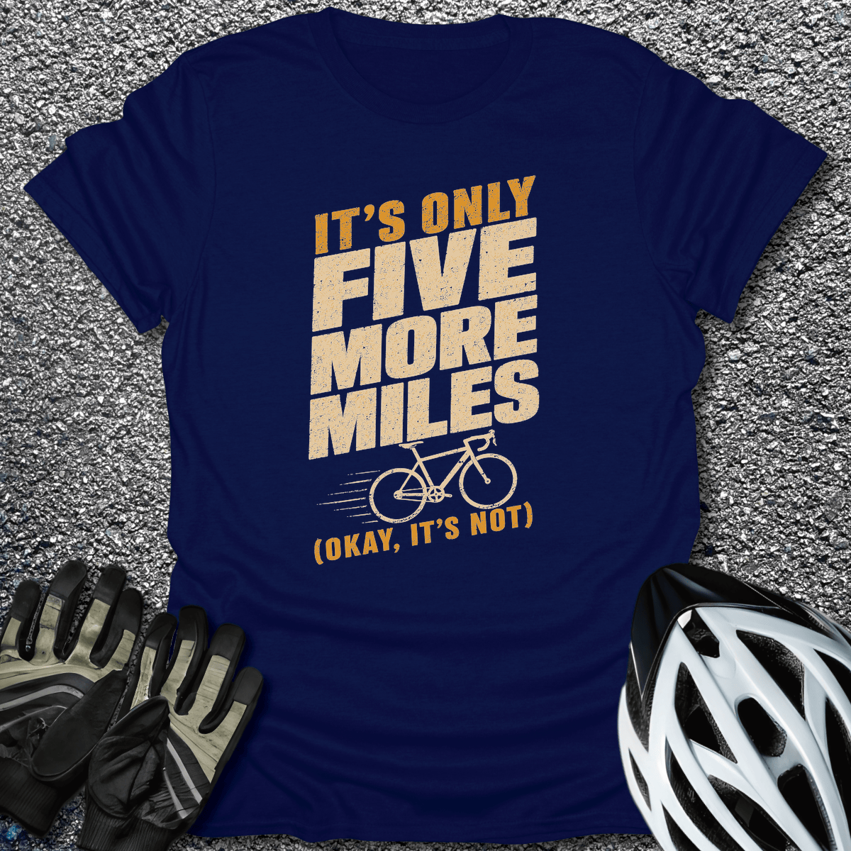 Five More Miles T-Shirt in S / Navy from CycleTees