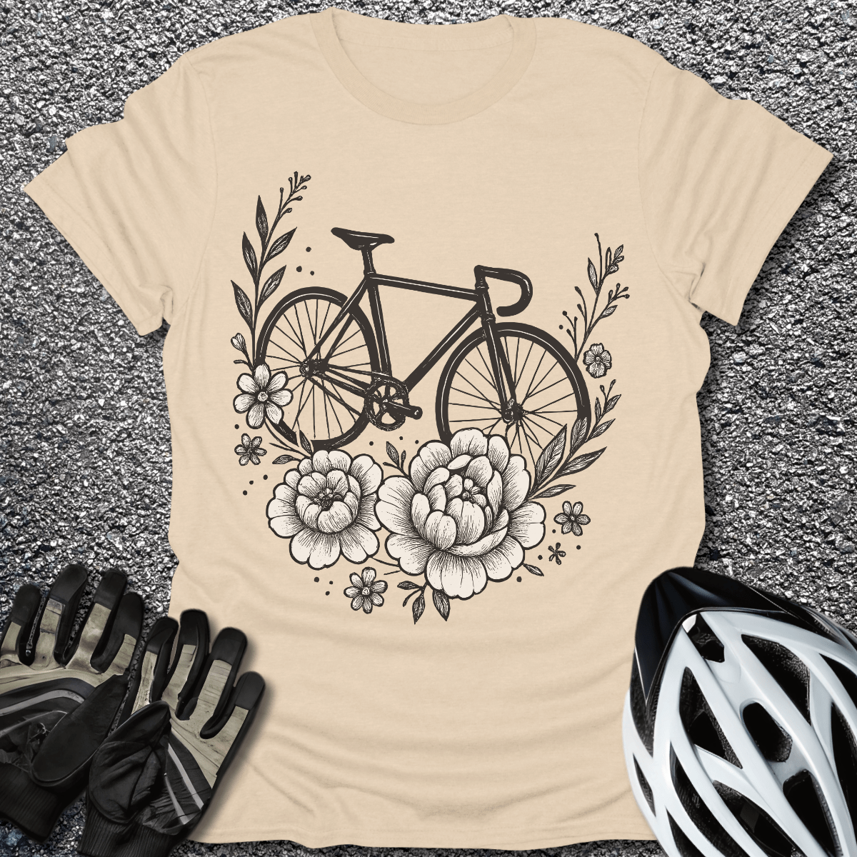 Flower Ride T-Shirt in Sand / S from CycleTees