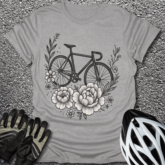 Flower Ride T-Shirt in Sport Grey / S from CycleTees