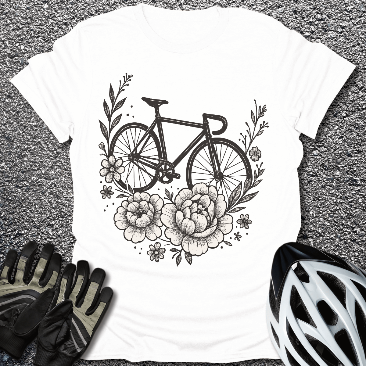 Flower Ride T-Shirt in White / S from CycleTees