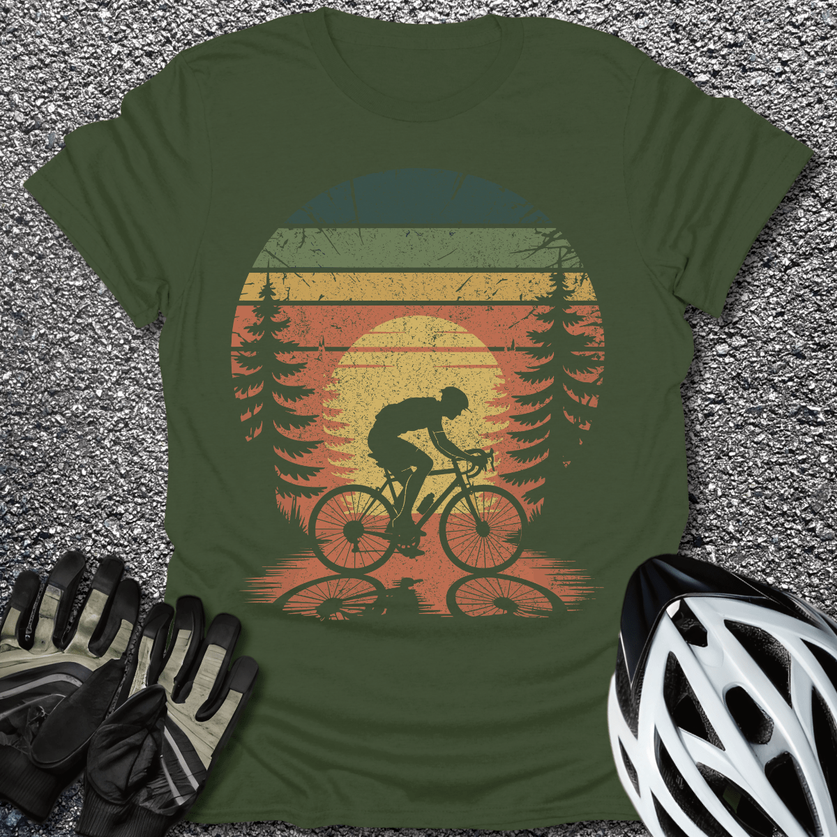 Forest Sunset T-Shirt in Military Green / S from CycleTees