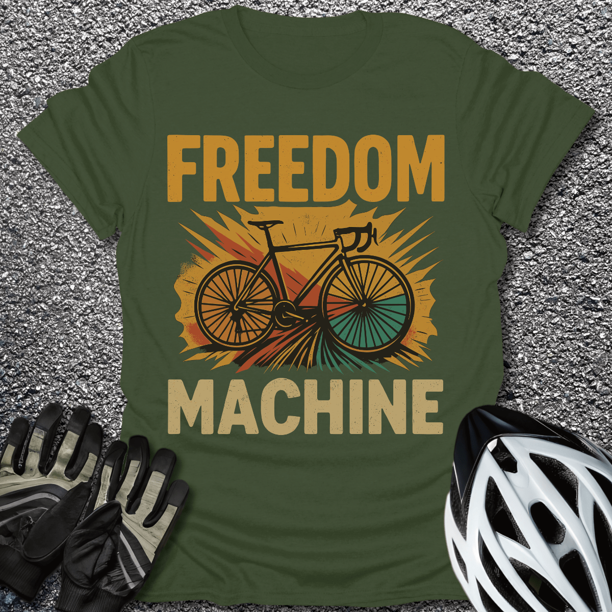 Freedom Machine T-Shirt in Military Green / S from CycleTees