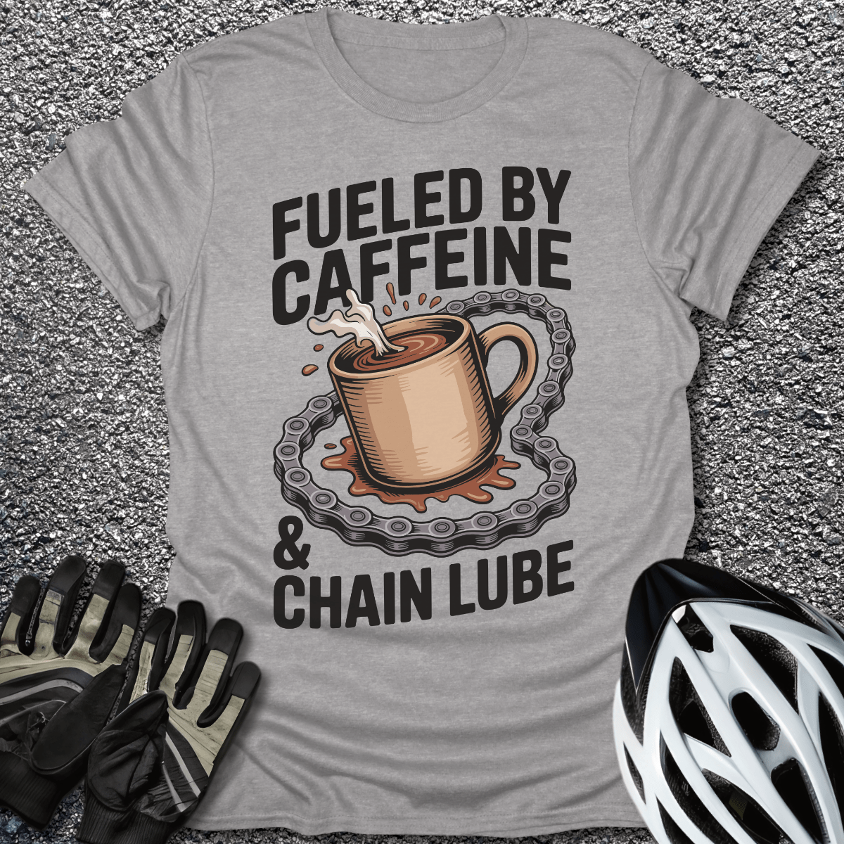Fueled by Caffeine T-Shirt in Sport Grey / S from CycleTees