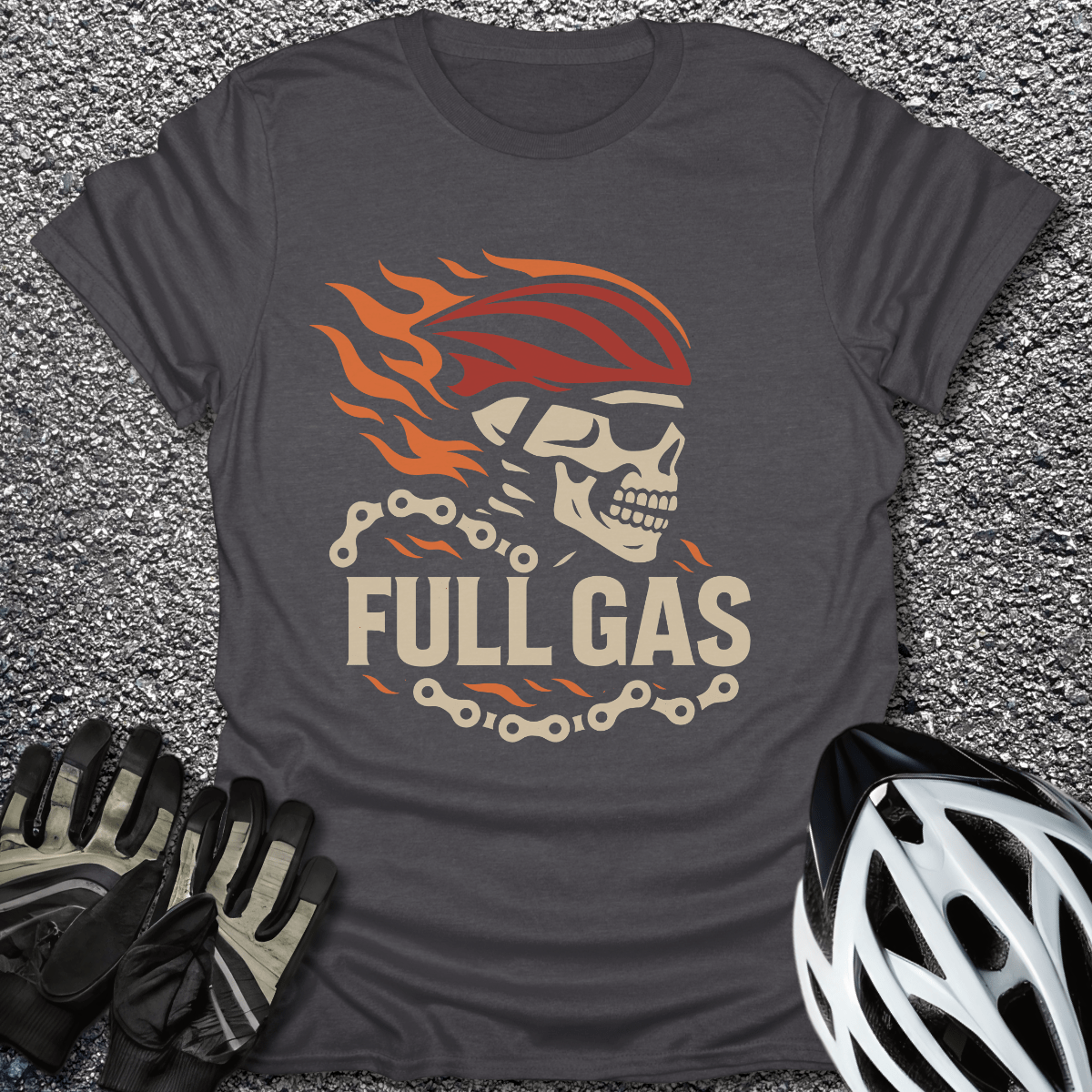 Full Gas T-Shirt in Dark Heather / S from CycleTees