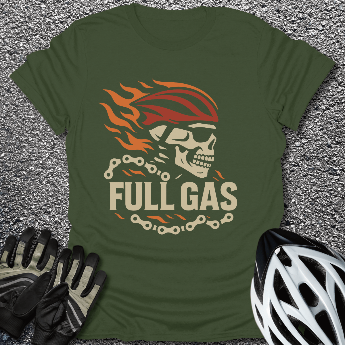 Full Gas T-Shirt in Military Green / S from CycleTees