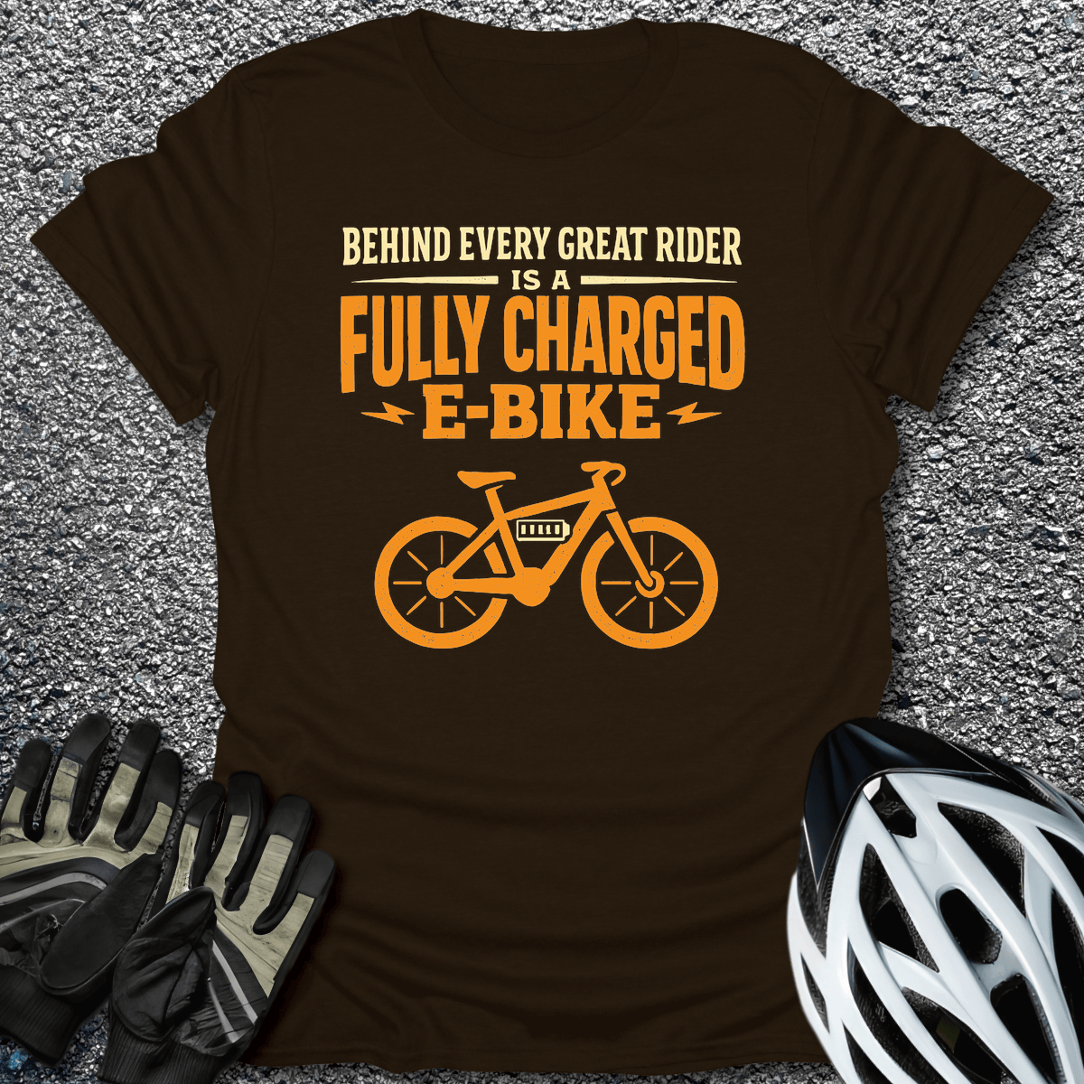 Fully Charged E-Bike T-Shirt in Dark Chocolate / S from CycleTees