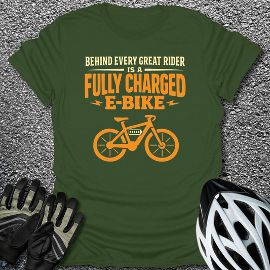 Fully Charged E-Bike T-Shirt in Military Green / S from CycleTees