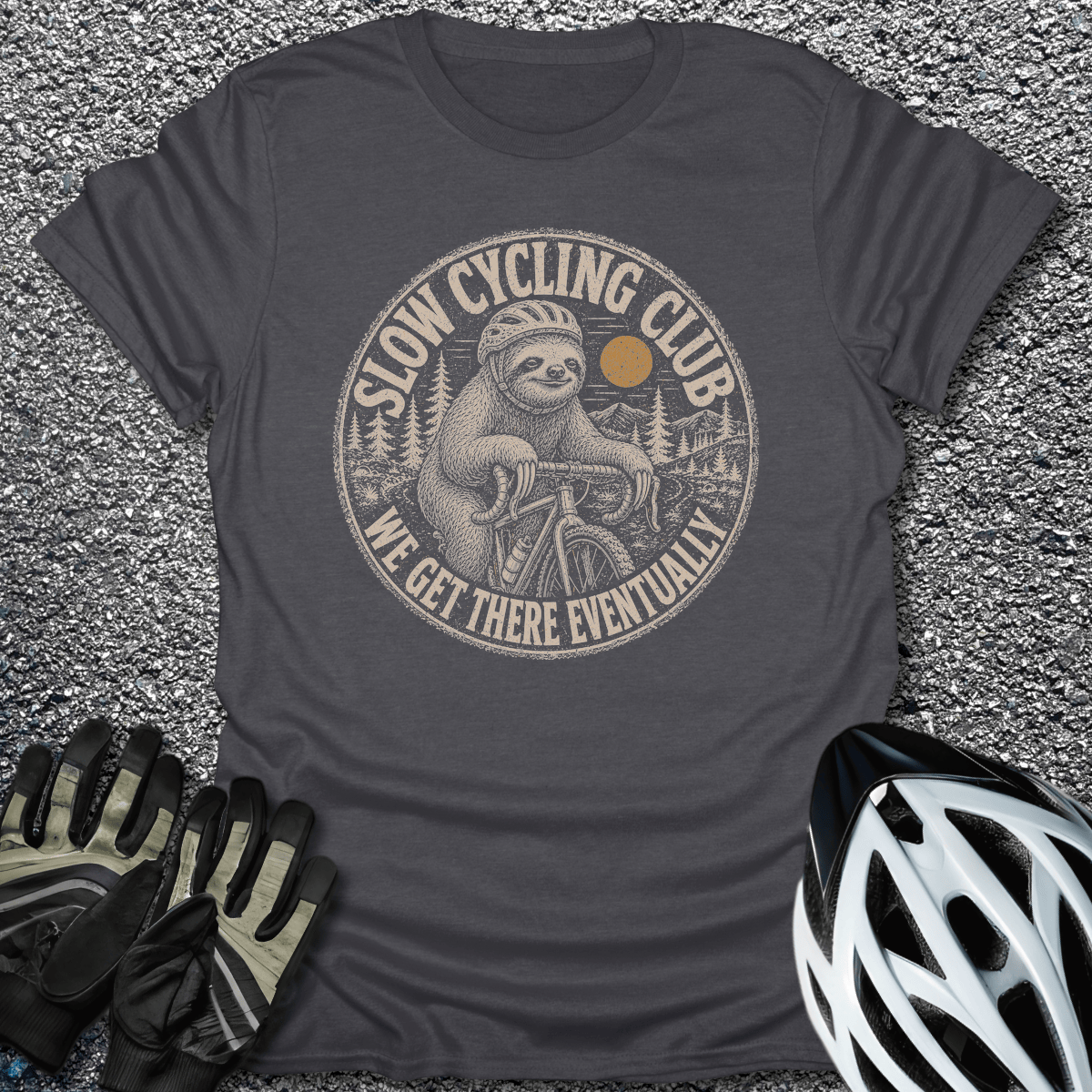 Get There Eventually T-Shirt in Dark Heather / S from CycleTees