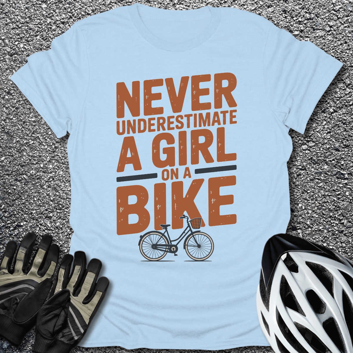 Girl on a Bike T-Shirt in Light Blue / S from CycleTees