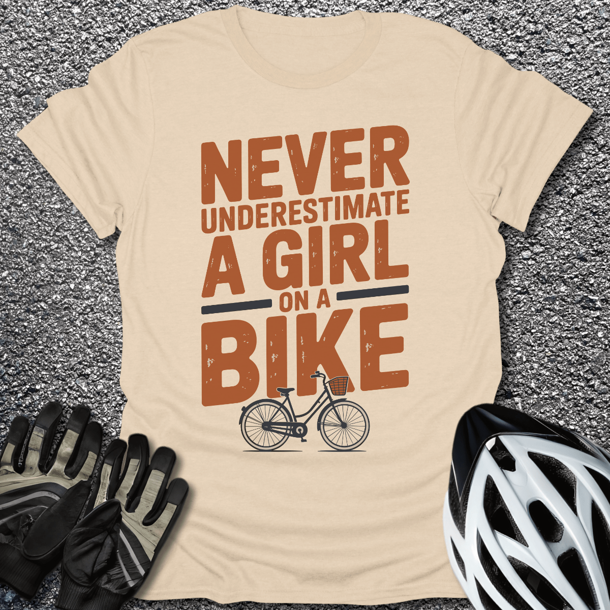 Girl on a Bike T-Shirt in Sand / S from CycleTees