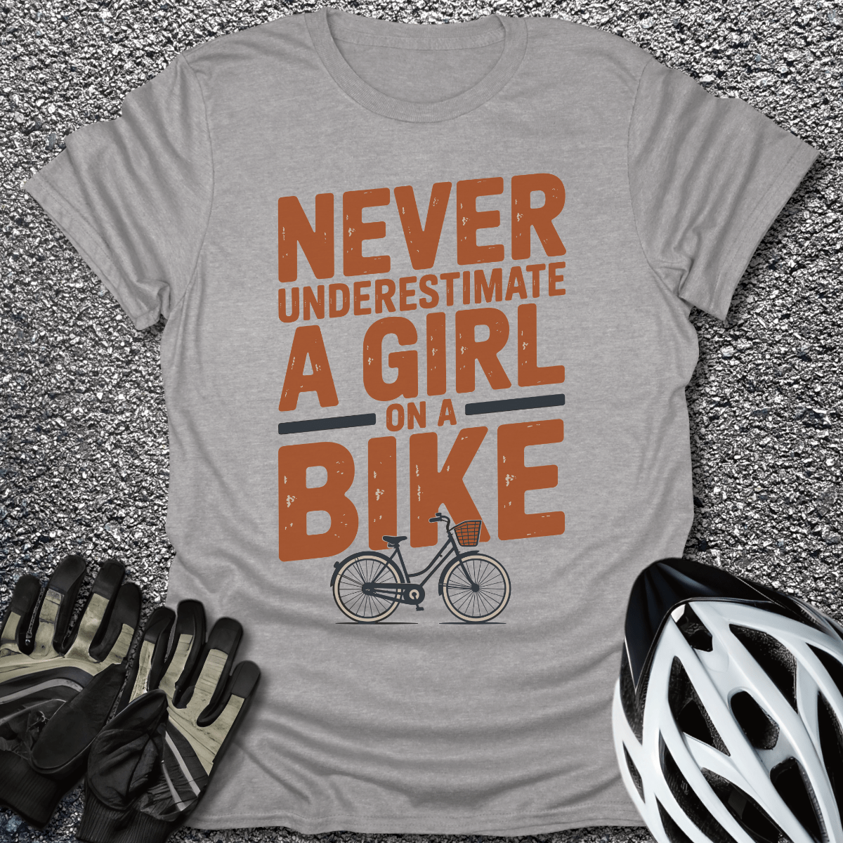 Girl on a Bike T-Shirt in Sport Grey / S from CycleTees