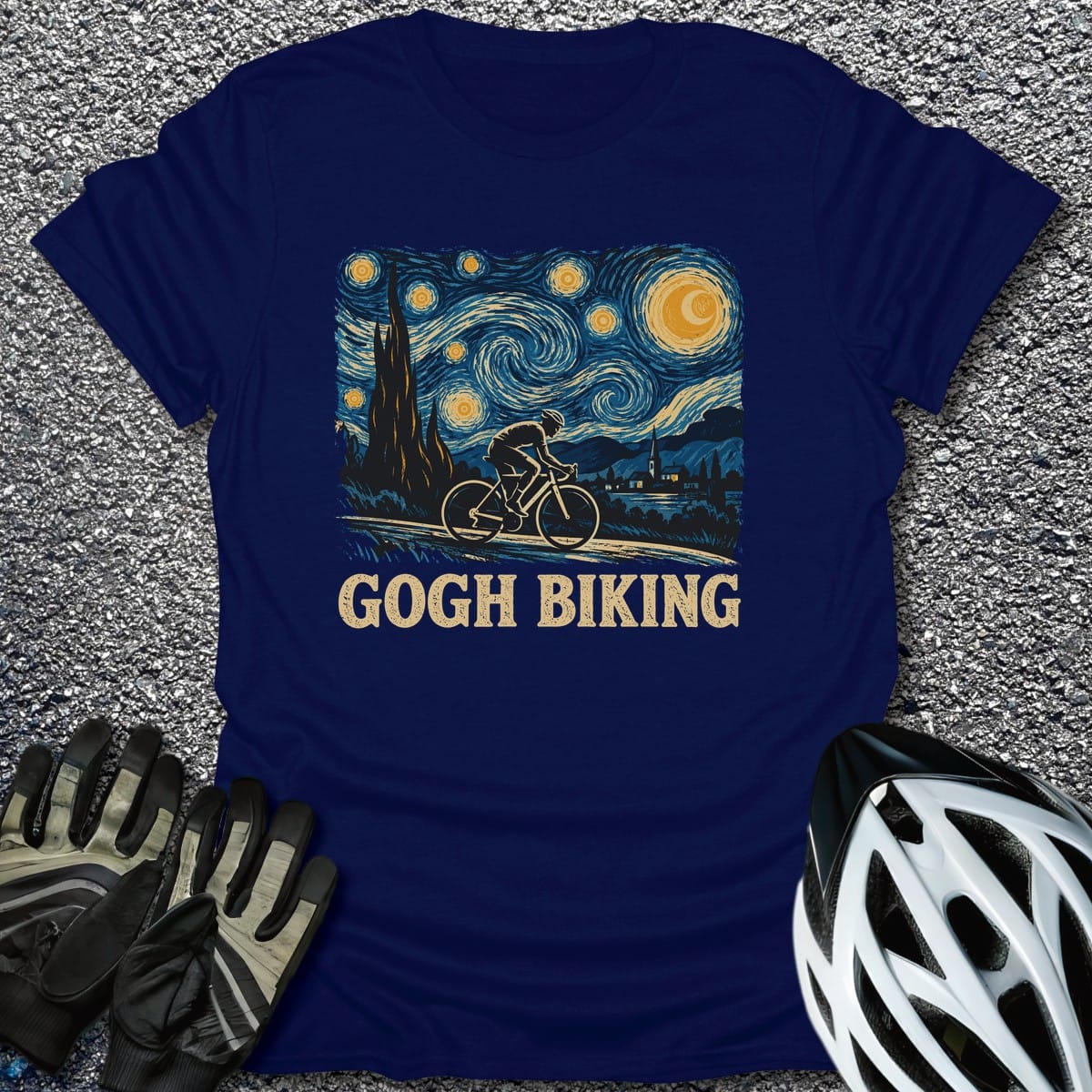 Gogh Biking T-Shirt in Navy / S from CycleTees