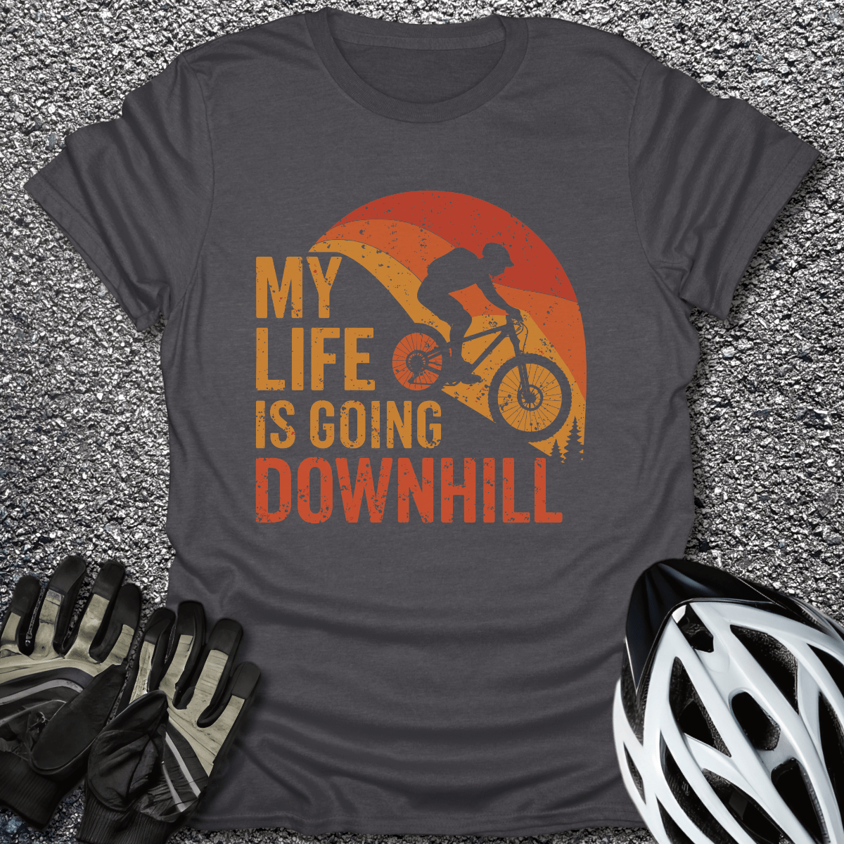 Going Downhill T-Shirt in Dark Heather / S from CycleTees