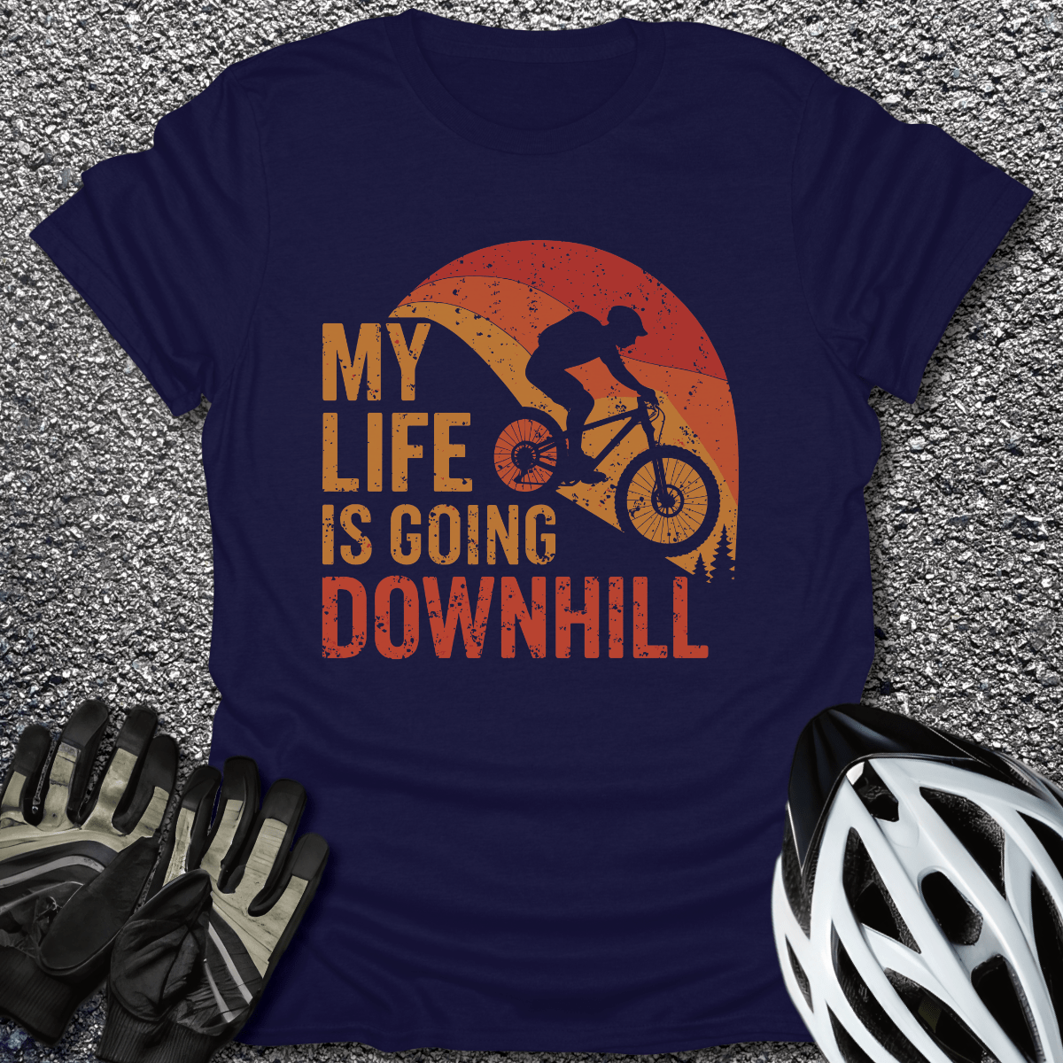 Going Downhill T-Shirt in Navy / S from CycleTees