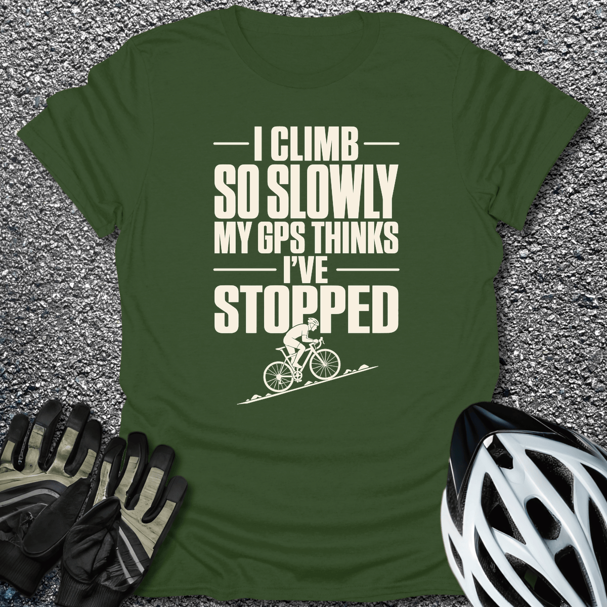 GPS Thinks Stopped T-Shirt in Military Green / S from CycleTees