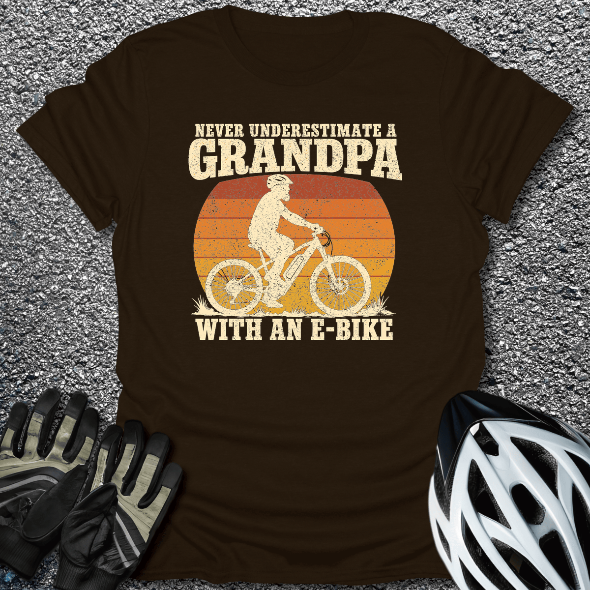 Grandpa E-Bike T-Shirt in Dark Chocolate / S from CycleTees
