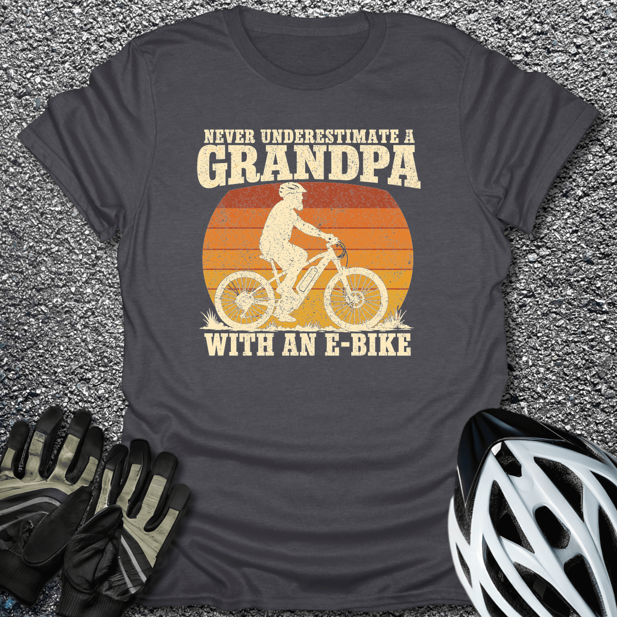 Grandpa E-Bike T-Shirt in Dark Heather / S from CycleTees