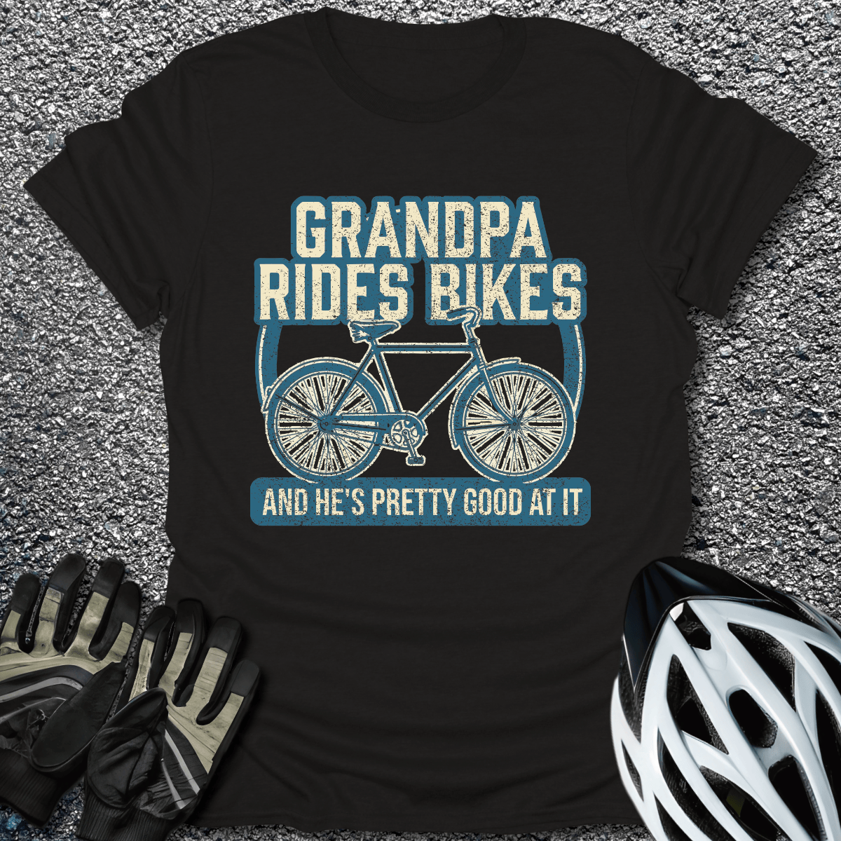 Grandpa Rides Bikes T-Shirt in Black / S from CycleTees