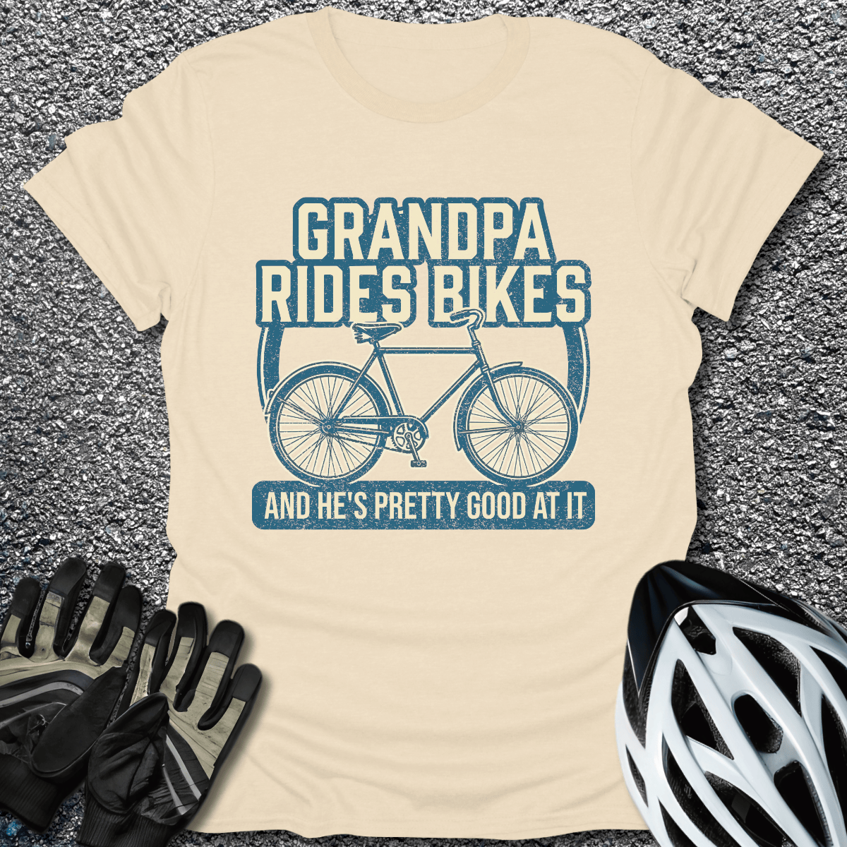 Grandpa Rides Bikes T-Shirt in Natural / S from CycleTees