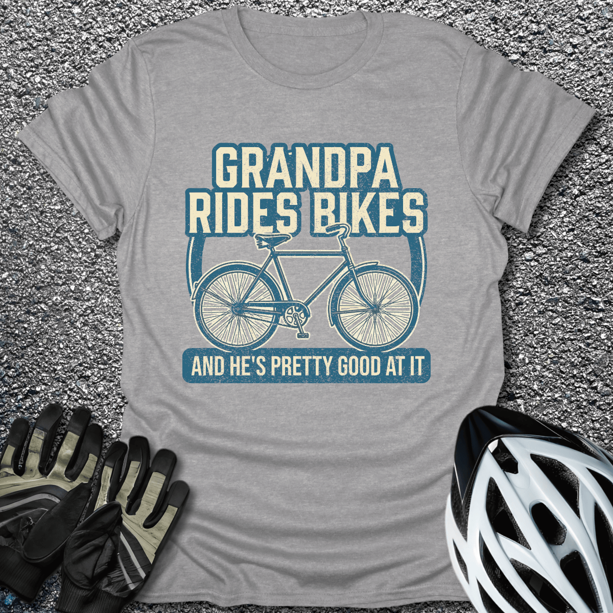 Grandpa Rides Bikes T-Shirt in Sport Grey / S from CycleTees