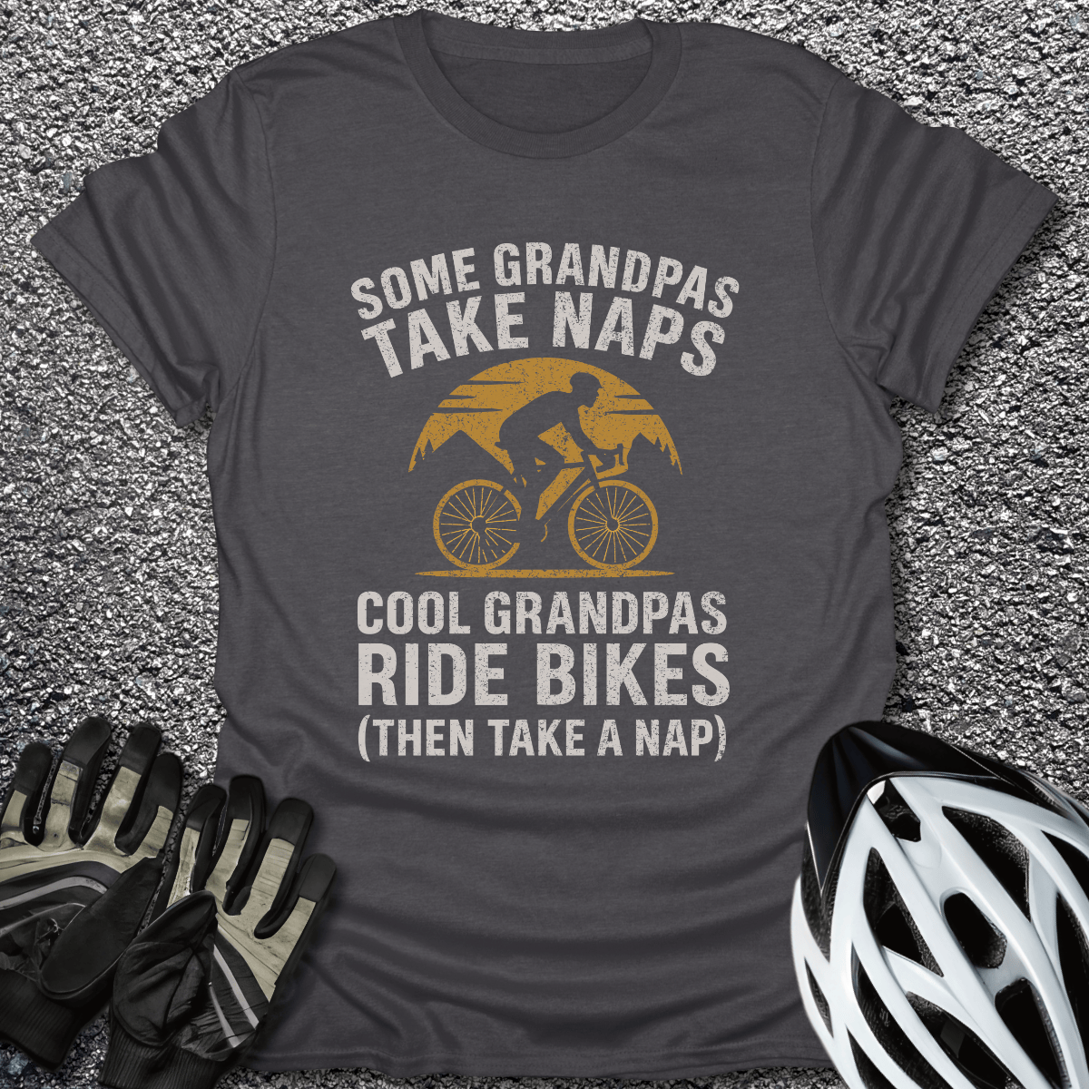 Grandpas Take Naps T-Shirt in Dark Heather / S from CycleTees
