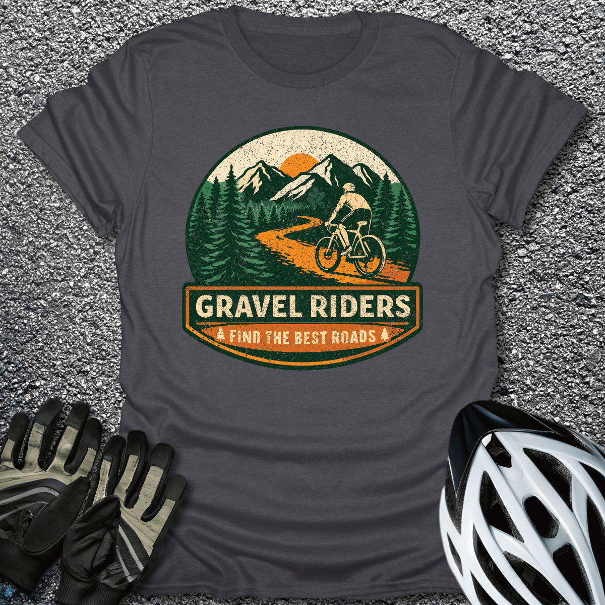 Gravel Riders T-Shirt in Dark Heather / S from CycleTees