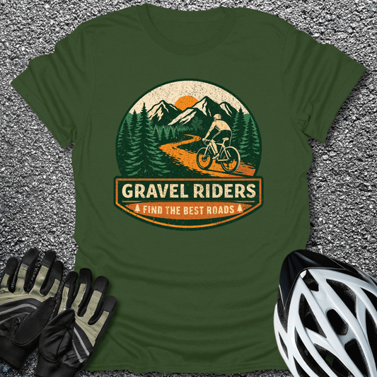 Gravel Riders T-Shirt in Military Green / S from CycleTees