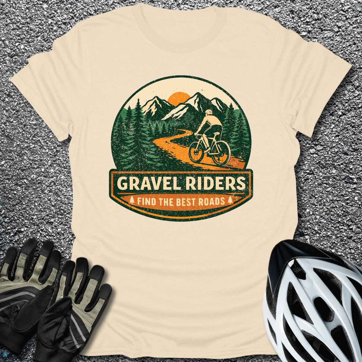 Gravel Riders T-Shirt in Natural / S from CycleTees